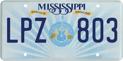 MS license plate LPZ803
