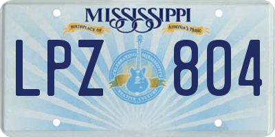 MS license plate LPZ804