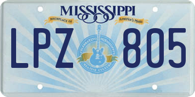 MS license plate LPZ805
