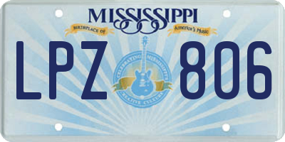MS license plate LPZ806