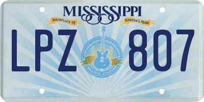 MS license plate LPZ807