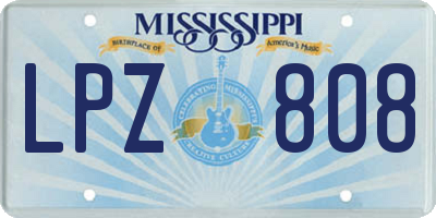 MS license plate LPZ808