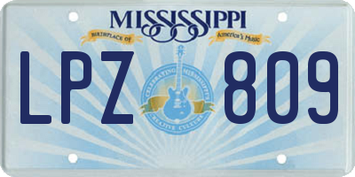 MS license plate LPZ809