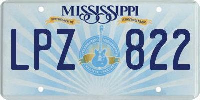MS license plate LPZ822
