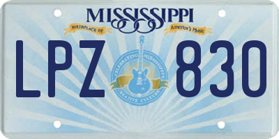 MS license plate LPZ830