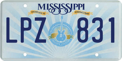 MS license plate LPZ831