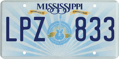 MS license plate LPZ833