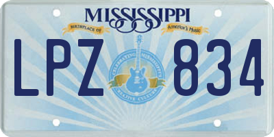 MS license plate LPZ834
