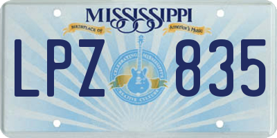 MS license plate LPZ835