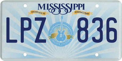 MS license plate LPZ836