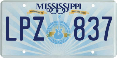 MS license plate LPZ837
