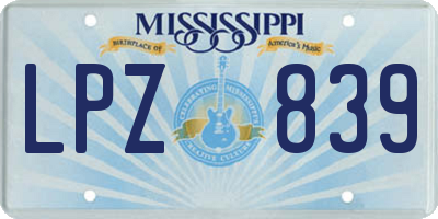 MS license plate LPZ839