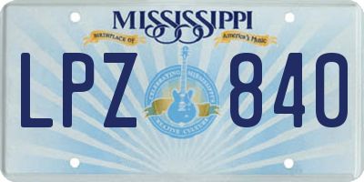 MS license plate LPZ840