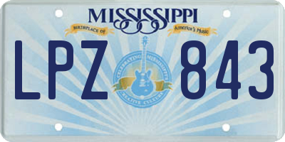 MS license plate LPZ843