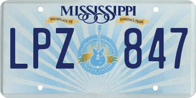 MS license plate LPZ847