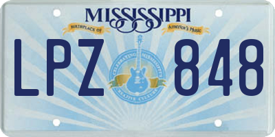 MS license plate LPZ848