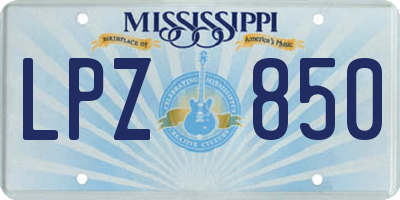MS license plate LPZ850