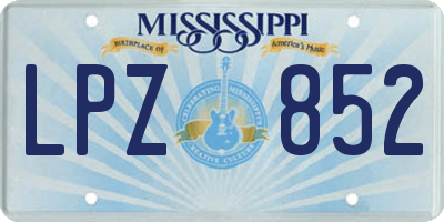 MS license plate LPZ852