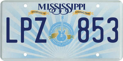 MS license plate LPZ853