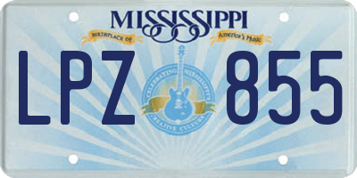 MS license plate LPZ855