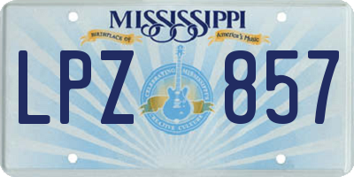 MS license plate LPZ857