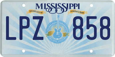 MS license plate LPZ858