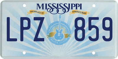 MS license plate LPZ859