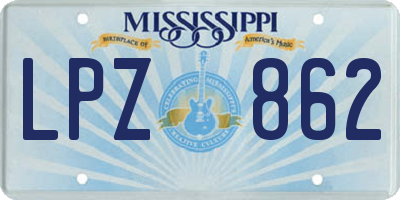 MS license plate LPZ862