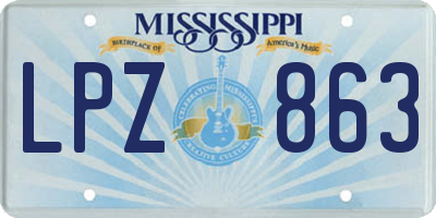 MS license plate LPZ863