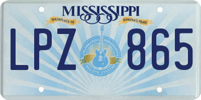MS license plate LPZ865