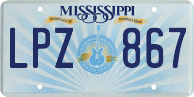 MS license plate LPZ867