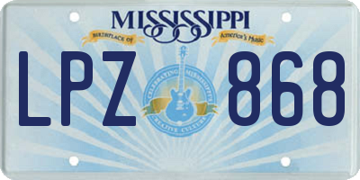 MS license plate LPZ868