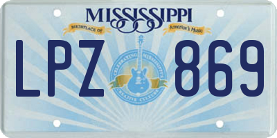 MS license plate LPZ869