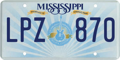 MS license plate LPZ870