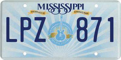 MS license plate LPZ871