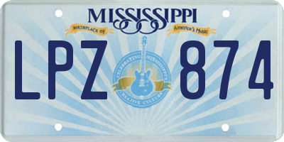 MS license plate LPZ874
