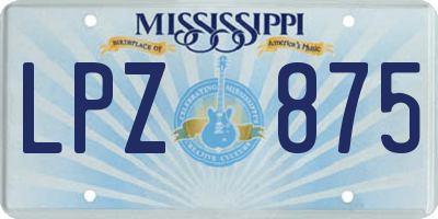 MS license plate LPZ875