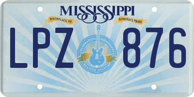 MS license plate LPZ876