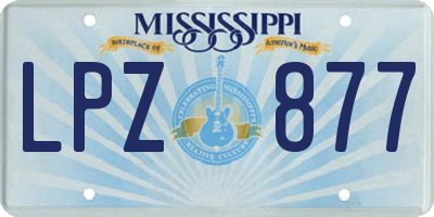 MS license plate LPZ877