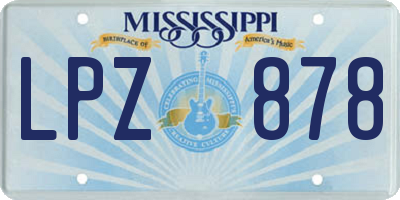 MS license plate LPZ878