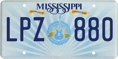 MS license plate LPZ880