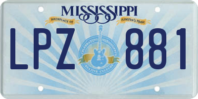 MS license plate LPZ881