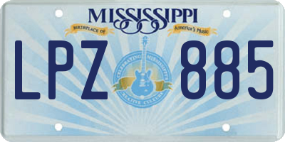MS license plate LPZ885
