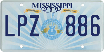 MS license plate LPZ886