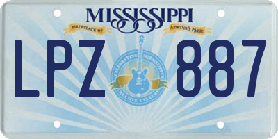 MS license plate LPZ887