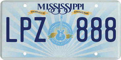 MS license plate LPZ888