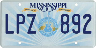 MS license plate LPZ892