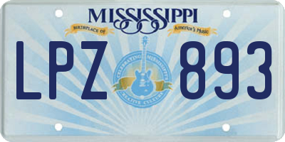 MS license plate LPZ893