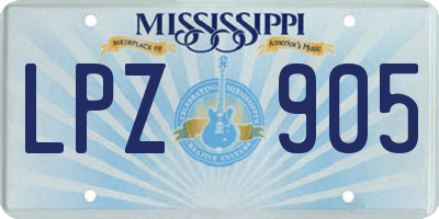 MS license plate LPZ905