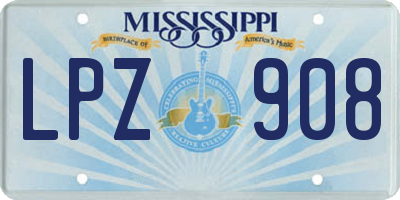 MS license plate LPZ908